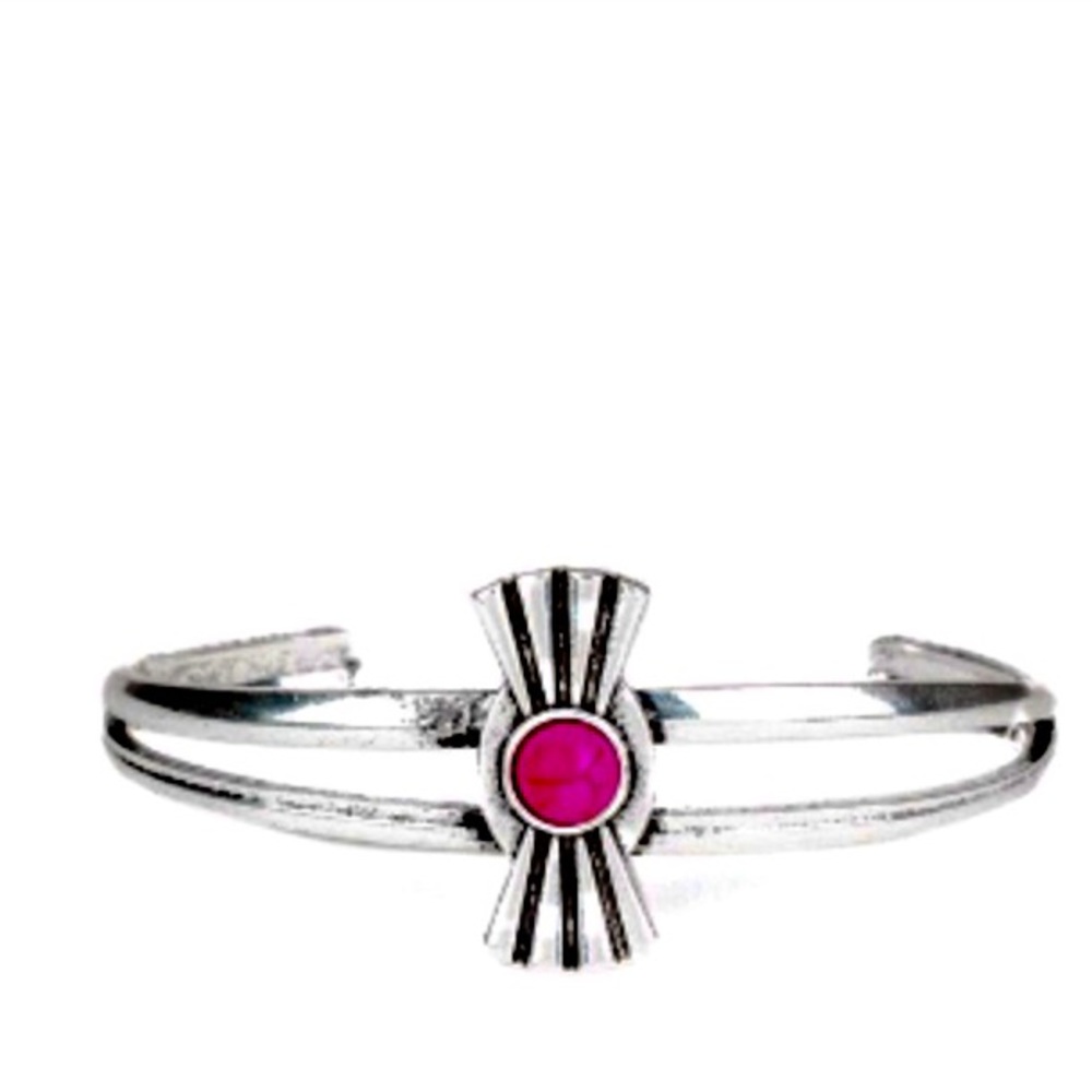 PINK CRACKLE STONE BRACELET CUFF